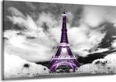 Peinture | Peinture sur toile Paris, Tour Eiffel | Noir, blanc, violet | 140x90cm 1 Liège | Tirage photo sur toile
