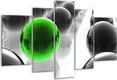 Glasschilderij Ballen - Groen, Zwart, Wit - 170x100cm 5Luik - Foto Op Glas - Geen Acrylglas Schilderij - 6000+ Glasschilderijen Collectie - Wanddecoratie