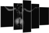 Glasschilderij Vrouw - Zwart, Grijs - 170x100cm 5Luik - Foto Op Glas - Geen Acrylglas Schilderij - 6000+ Glasschilderijen Collectie - Wanddecoratie