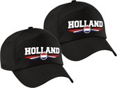 4x stuks Nederland / Holland landen pet / baseball cap zwart volwassenen