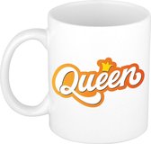 Koningsdag Queen met kroontje beker / mok wit - 300 ml