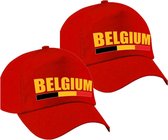 2x stuks belgium supporters pet rood voor jongens en meisjes - kinderpetten - Belgie landen cap - supporter accessoire