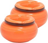 Set de 2 x cendriers tempête en céramique dolomite orange 13,5 x 7 cm