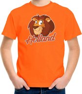 Oranje fan t-shirt voor kinderen - Holland met cartoon leeuw - Nederland supporter - Koningsdag / EK / WK shirt / outfit 158/164