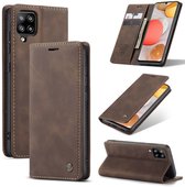 CaseMe - Hoesje geschikt voor Samsung Galaxy A42 5G -Wallet Book Case - Magneetsluiting - Donker Bruin