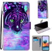 Voor Xiaomi Redmi Note 10 Pro Max / Note 10 Pro Gekleurde tekening Cross Texture Horizontale Flip PU lederen hoes met houder & kaartsleuven & portemonnee & lanyard (Tiger Drinking Water)