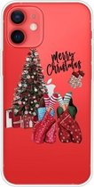 Christmas Series Clear TPU beschermhoes voor iPhone 12 mini (kerstpyjama)