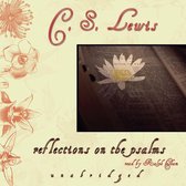 C.S. Lewis 'Reflections on the Psalms' audiobook cover met bloemenillustraties in oranje en beige.
