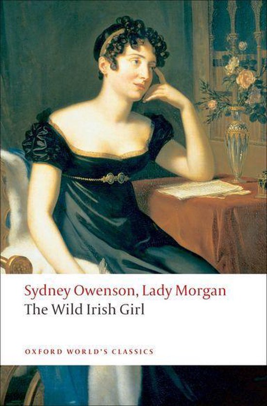 Boek 'The Wild Irish Girl' van Sydney Owenson, Lady Morgan. Met een schilderij van een vrouw in een zwarte jurk.