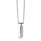 Mart Visser by ZINZI collier en argent avec pendentif droit lisse blanc 45cm MVC17