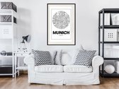 Artgeist - Schilderij - City Map: Munich (round) - Multicolor - 30 X 45 Cm