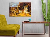 Doe-het-zelf op canvas schilderen - Young Tiger With Mother-60x40