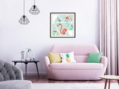Poster - Tropical Mosaic with Flamingos (Square)-50x50