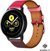 Leer Smartwatch bandje - Geschikt voor  Samsung Galaxy Watch Active / Active 2 leren bandje - knalroze/roodbruin - Strap-it Horlogeband / Polsband / Armband