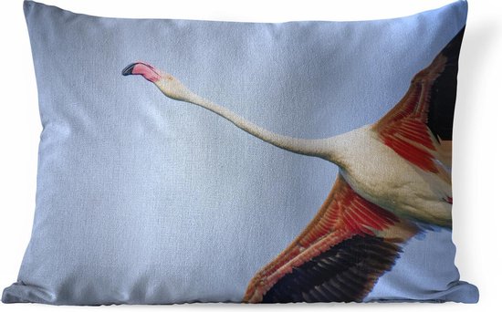 Sierkussens - Kussen - Onderaanzicht van een vliegende flamingo - 60x40 cm - Kussen van katoen