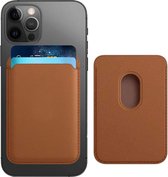 Case2go - Wallet Case Pasjes Houder geschikt voor iPhones en Apple magnetische Ring & oplaadfunctie - Magnetische Kaarthouder - Bruin