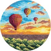 PANNA Borduurpakket Luchtballonnen bij zonsondergang PS-7059 - Kruissteek - Borduren voor volwassenen - Aida