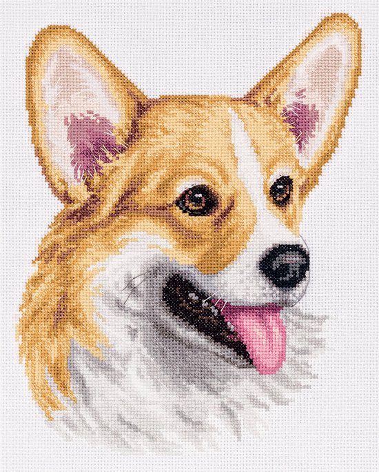 PANNA Borduurpakket Welsh Corgi J-7098 - Kruissteek - Borduren voor volwassenen - Aida