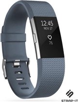 Siliconen Smartwatch bandje - Geschikt voor Fitbit Charge 2 siliconen bandje - grijsblauw - Strap-it Horlogeband / Polsband / Armband - Maat: Maat L