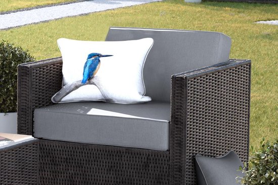 Coussins d'extérieur - Jardin - martin-pêcheur devant fond blanc - 50x30 cm