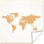 Poster Wereldkaart - Simpel - Oranje - 75x75 cm