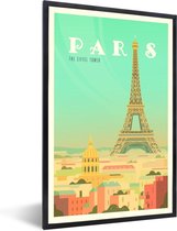 Fotolijst incl. Poster - Illustratie van de Eiffeltoren in Parijs - 20x30 cm - Posterlijst