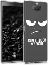 kwmobile telefoonhoesje voor Sony Xperia 10 - Hoesje voor smartphone in wit / transparant - Don't Touch My Phone design