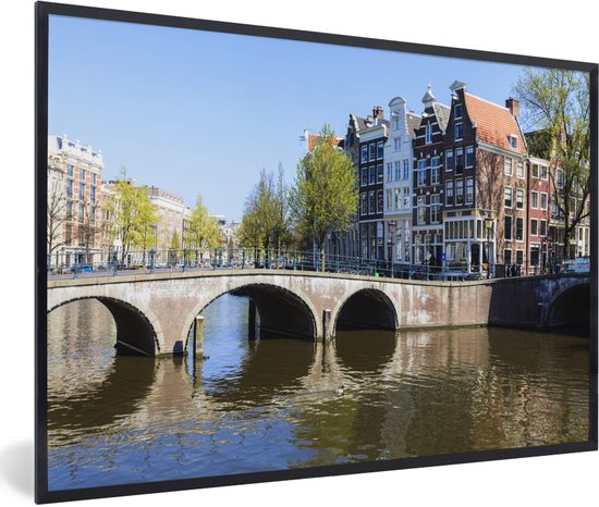 Fotolijst incl. Poster - Afbeelding van de Amsterdamse Keizersgracht met een brug - 120x80 cm - Posterlijst