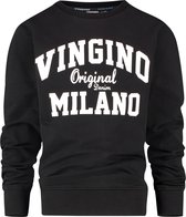 Vingino Logo Crew Jongens Trui - Deep Black - Maat 128