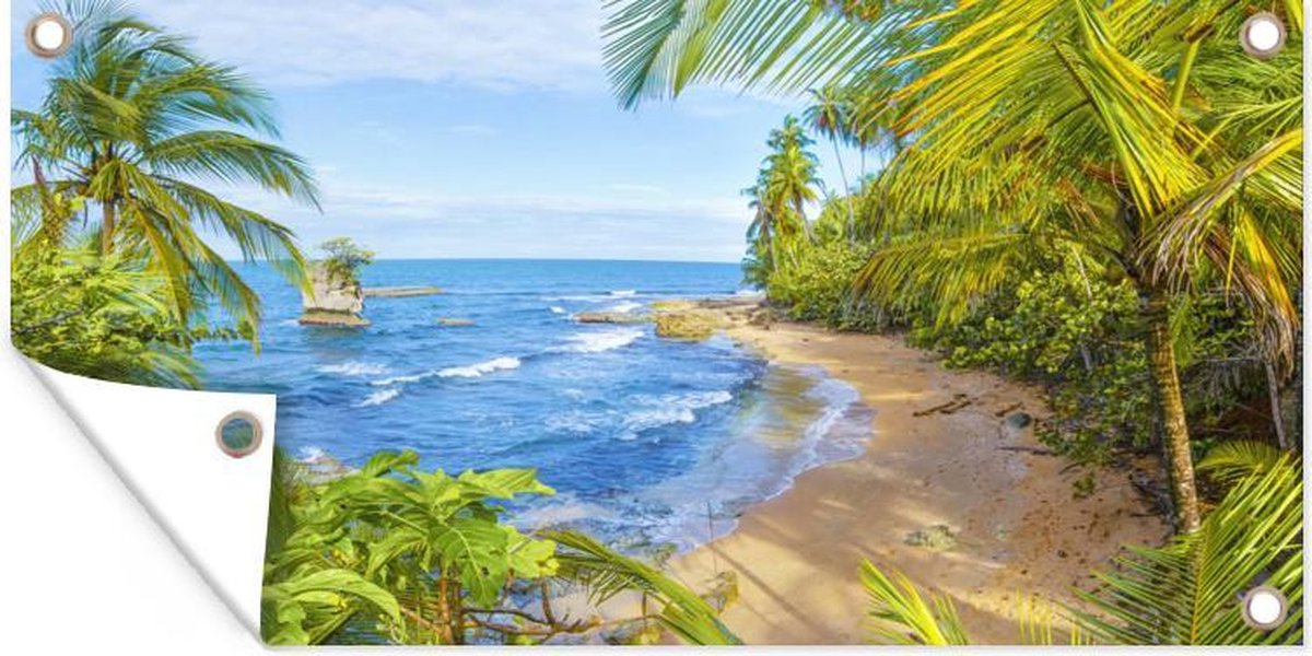 Wanddecoratie buiten Strand - Amerika - Palmbomen - 160x80 cm - Tuindoek