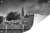 Tuinposter - Tuindoek - Tuinposters buiten - Wolkenlucht lucht boven de Nederlandse stad Breda - zwart wit - 120x80 cm - Tuin