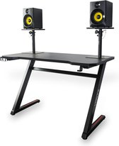 DJ tafel - Vonyx DB15 DJ booth / studio meubel met koptelefoon haak, 2x kabeldoorvoer en bekerhouder - 120cm breed - Zwart