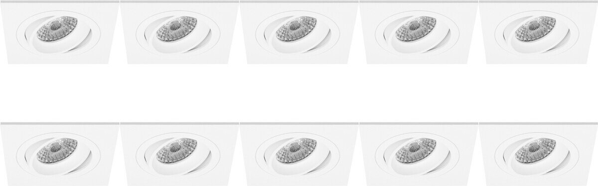 Spot Armatuur 10 Pack - Proma Borny Pro - GU10 Inbouwspot - Vierkant - Wit - Aluminium - Kantelbaar - 92mm