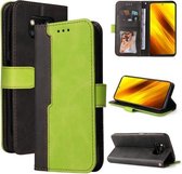 Voor Xiaomi Poco X3 / X3 Pro / X3 NFC Zakelijke Stiksels-Kleur Horizontale Flip PU Lederen Case met Houder & Kaartsleuven & Fotolijst (Groen)