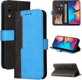 Voor Samsung Galaxy A20/A30 Zakelijke Stiksels-Kleur Horizontale Flip PU Lederen Case met Houder & Kaartsleuven & Fotolijst (Blauw)