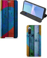 Coque Smartphone Sony Xperia 10 III Bookcase Mobile Coeur Wood