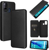 Voor Oukitel C23 Pro Koolstofvezel Textuur Magnetische Horizontale Flip TPU + PC + PU Lederen Case met Kaartsleuf (Zwart)