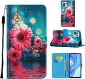 Voor Xiaomi Mi 11 Lite Cross Textuur Schilderen Patroon Horizontale Flip Leren Case met Houder & Kaartsleuven & Portemonnee & Lanyard (Chrysanthemum)