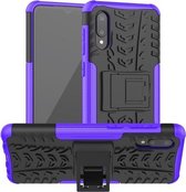 Voor Samsung Galaxy A02 (EU-versie) Bandentextuur Schokbestendig TPU + pc-beschermhoes met houder (paars)