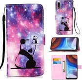 Voor Motorola Moto E7 Power Gekleurde Tekening Patroon Plain Weave Horizontale Flip Leren Case met Houder & Kaartsleuf & Portemonnee & Lanyard (Baby Panda)