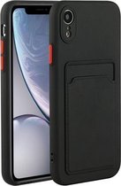 Card Slot Design Shockproof TPU beschermhoes voor iPhone XR (zwart)