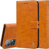 Voor Samsung Galaxy A52 5G / 4G zakelijke stijl olie wax textuur horizontale flip lederen tas met houder & kaartsleuven & portemonnee (geel)