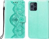 Voor OPPO Find X3 / X3 Pro Flower Vine Embossing Pattern Horizontale Flip Leather Case met Card Slot & Holder & Wallet & Lanyard (Green)