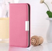 Voor Samsung Galaxy A12 Litchi Texture Horizontale Flip Leather Case met houder & kaartsleuven (roze)