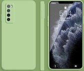 Voor Huawei nova 7 5G effen kleur imitatie vloeibare siliconen rechte rand valbestendige volledige dekking beschermhoes (matcha groen)