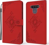 Voor LG K51 Reliëf Fortune Bloempatroon Horizontale Flip Leren Case met Houder & Kaartsleuf & Portemonnee & Lanyard (Rood)