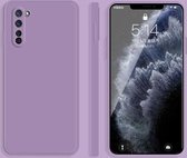 Voor OPPO Reno3 effen kleur imitatie vloeibare siliconen rechte rand valbestendige volledige dekking beschermhoes (paars)