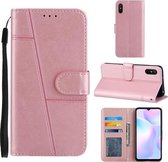 Voor Xiaomi Redmi 9A Stiksels Kalfs Textuur Gesp Horizontale Flip Leren Case met Houder & Kaartsleuven & Portemonnee & Lanyard (Roze)