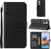 Voor Xiaomi Redmi Note 10 Pro / Note 10 Pro Max Stiksels Kalfsstructuur Gesp Horizontale Flip Leren Case met Houder & Kaartsleuven & Portemonnee & Lanyard (Zwart)