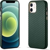 Koolstofvezel lederen textuur Kevlar anti-val telefoon beschermhoes voor iPhone 12 mini (groen)